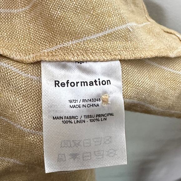 REFORMATION Barrington Linen Striped Button Front Midi Dress Sz 0 {T17} - Picture 6 of 6